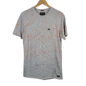 Superdry Men's Longline T-Shirt Gray Marl Splatter Size Medium